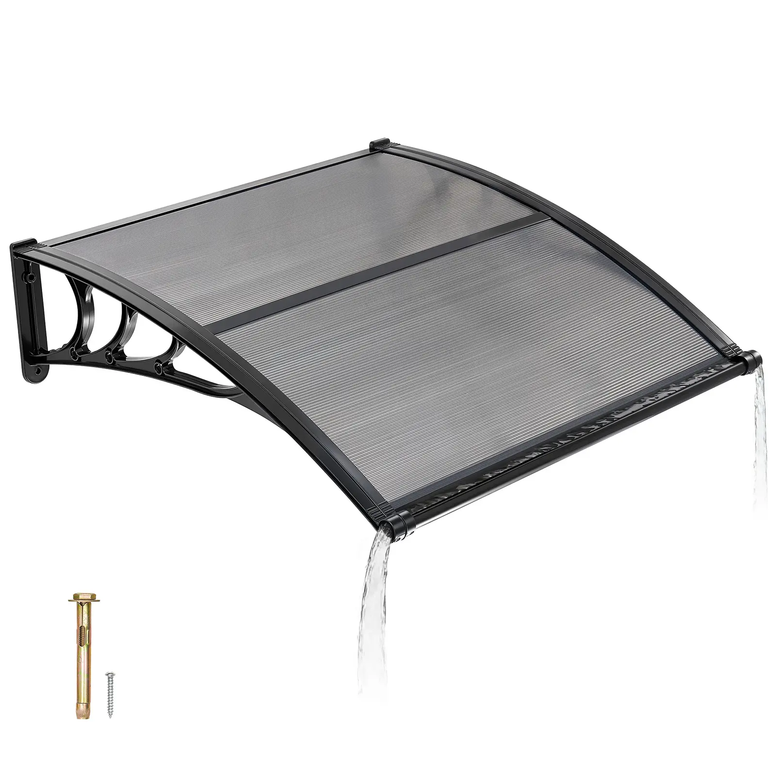 【SummerFinds】VEVOR Awnings for Door Entrance, 38 x 40 in, Exterior Front Door Window Awnings with Drainage & ABS Bracket, Rain Snow Sun Protection, Overhang Polycarbonate Door Canopy for Porch Patio, Smoky Gray,summerwins