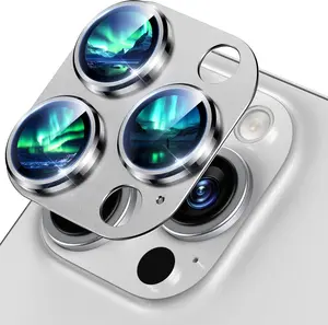 Camera Lens Protector for  16 Pro Max/ 16 Pro - Tempered Glass,[Drop Protection] Camera Cover 9H Screen Metal Ring Case Friendly Scratch Resistant Easy to Install-White Titanium