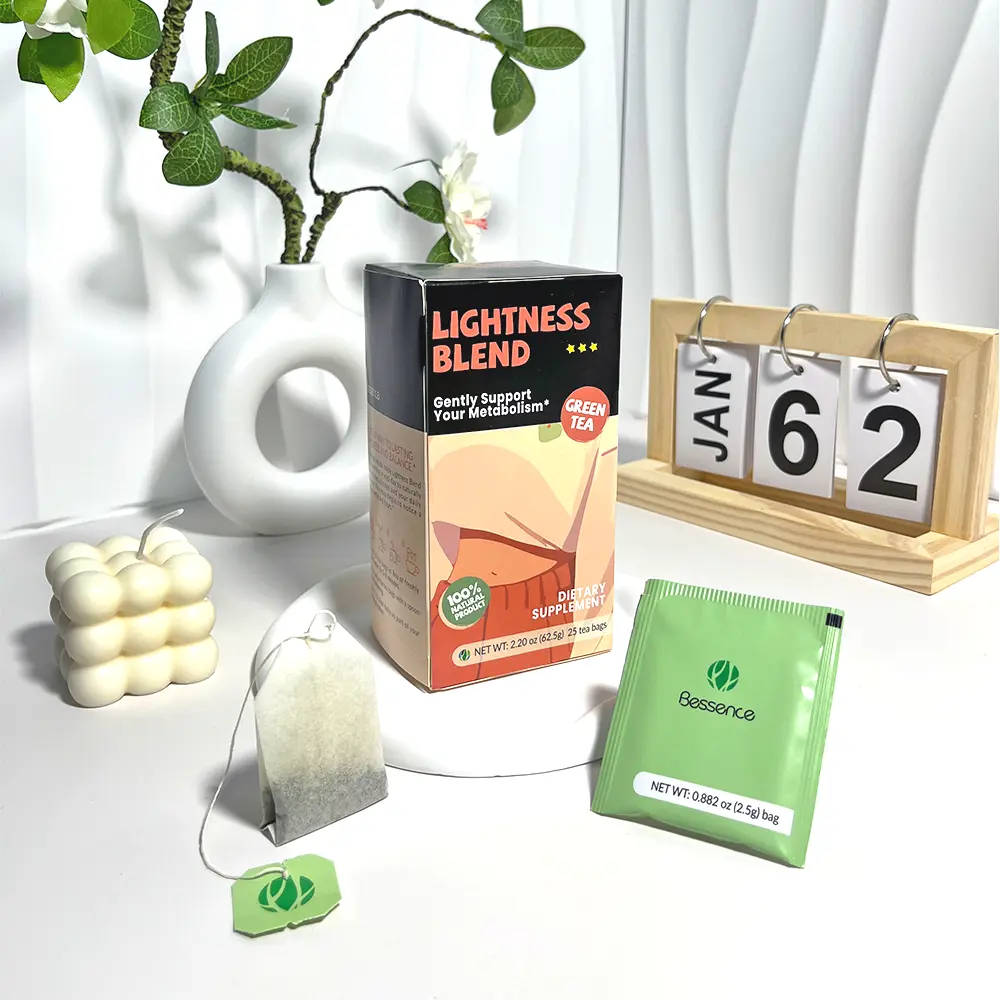 Bessence Lightness Blend Organic Wellness Green Tea Bags - 25-Count Vegetarian No Sugar Fruit & Herbal Tea Drink with Cassia Seed, Natural Remedies, Gentle Gut Reset & Digestive Support for Adults Daily After-Dinner Routine
