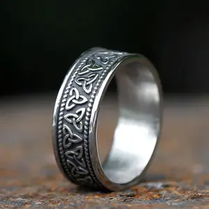 New Men's 316L Stainless Steel Rings Retro Odin Celtic Knot Ring Amulet fashion Jewelry Gift
