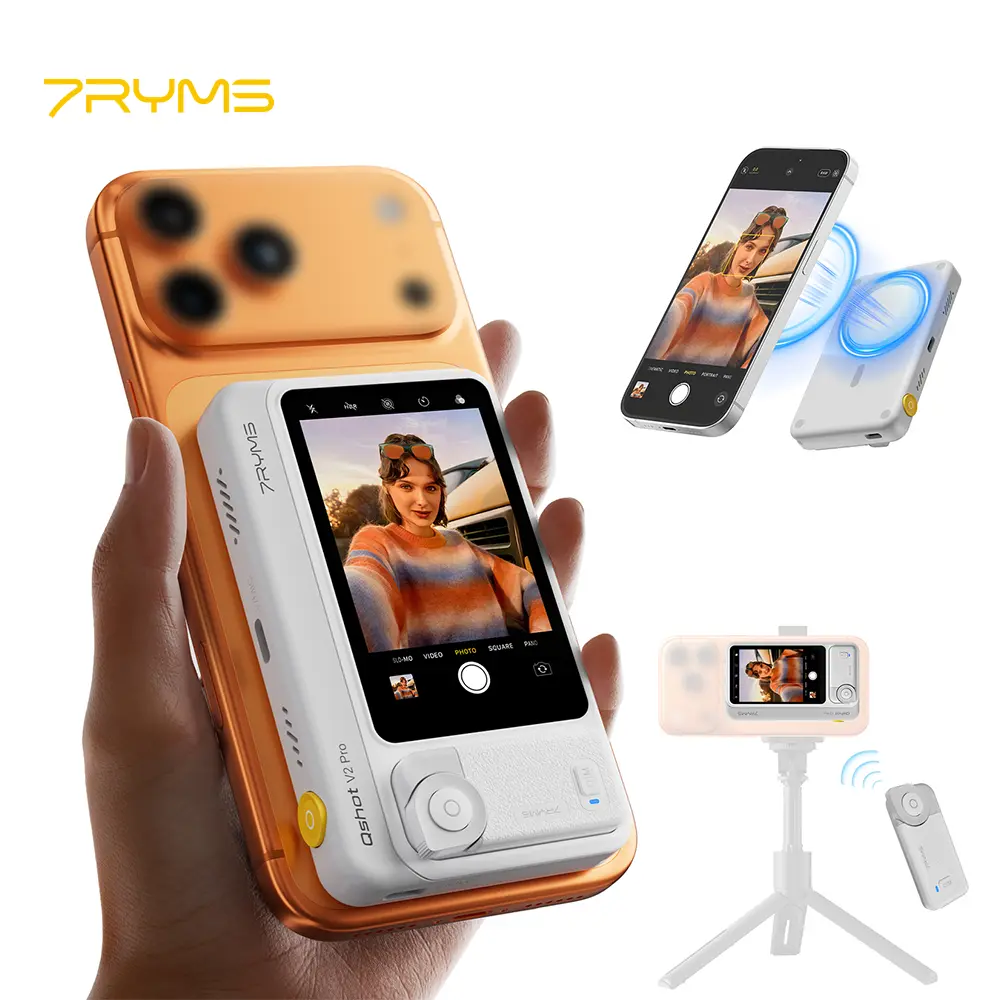 7RYMS Qshot V2 Pro Magnetic Phone Selfie Monitor Screen, Support 4K 30fps Wireless and 4K 60fps Wired Recording, Using Phone Rear Camera for Selfie Vlog Live Stream TikTok, Compatible with Android iPhone HarmonyOS