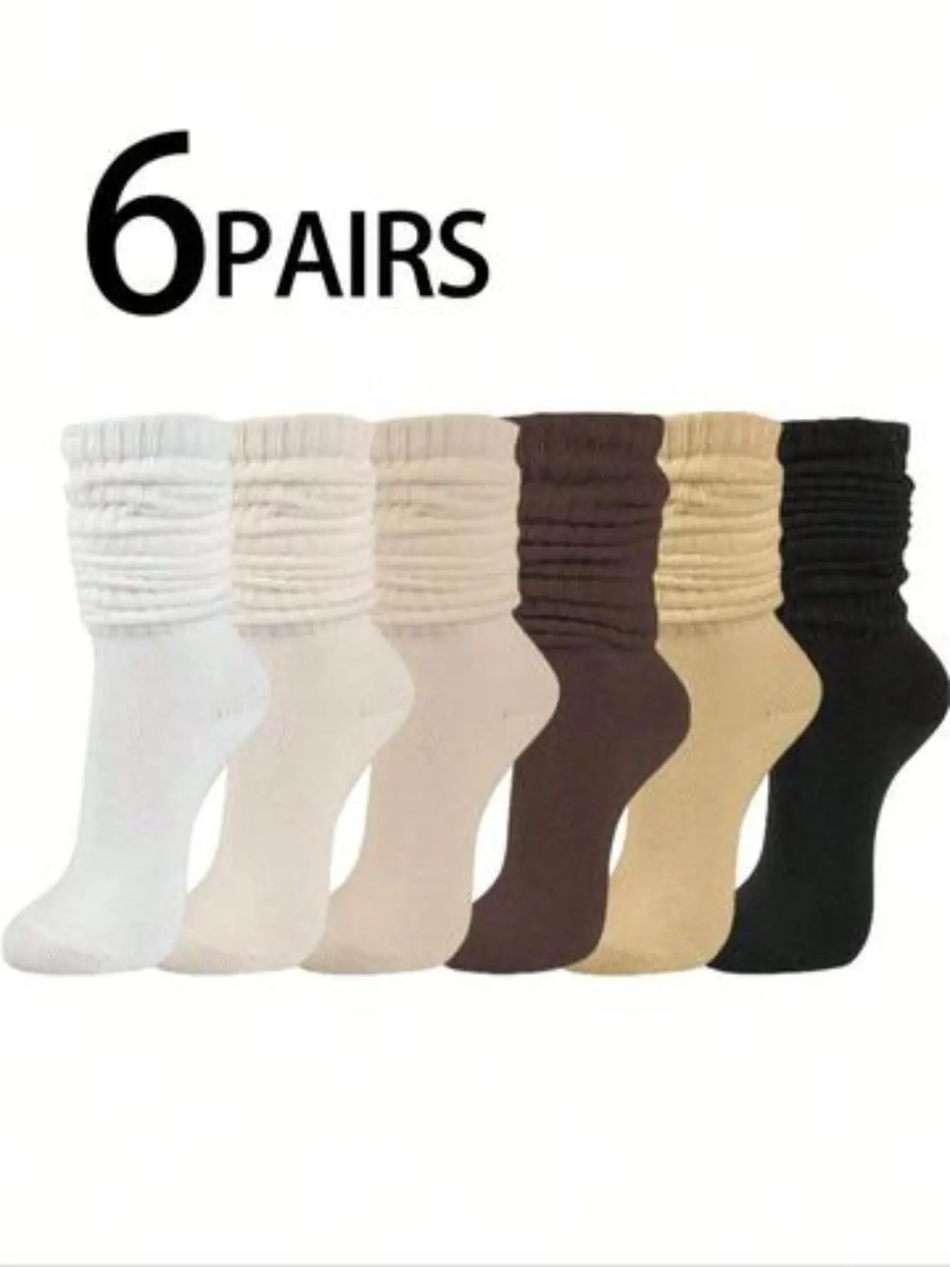 6 Pairs Women's Multicolor Loose Long Socks, Candy Color Dopamine Socks, Fashionable Daily Wear, Everyday, Soft Comfort, Moisture-Wicking, Fit, Back-To-School Essential, Womenswear
