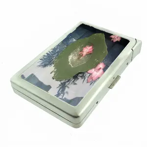Lotus on Lilypad Metal Wallet case with Built in Lighter