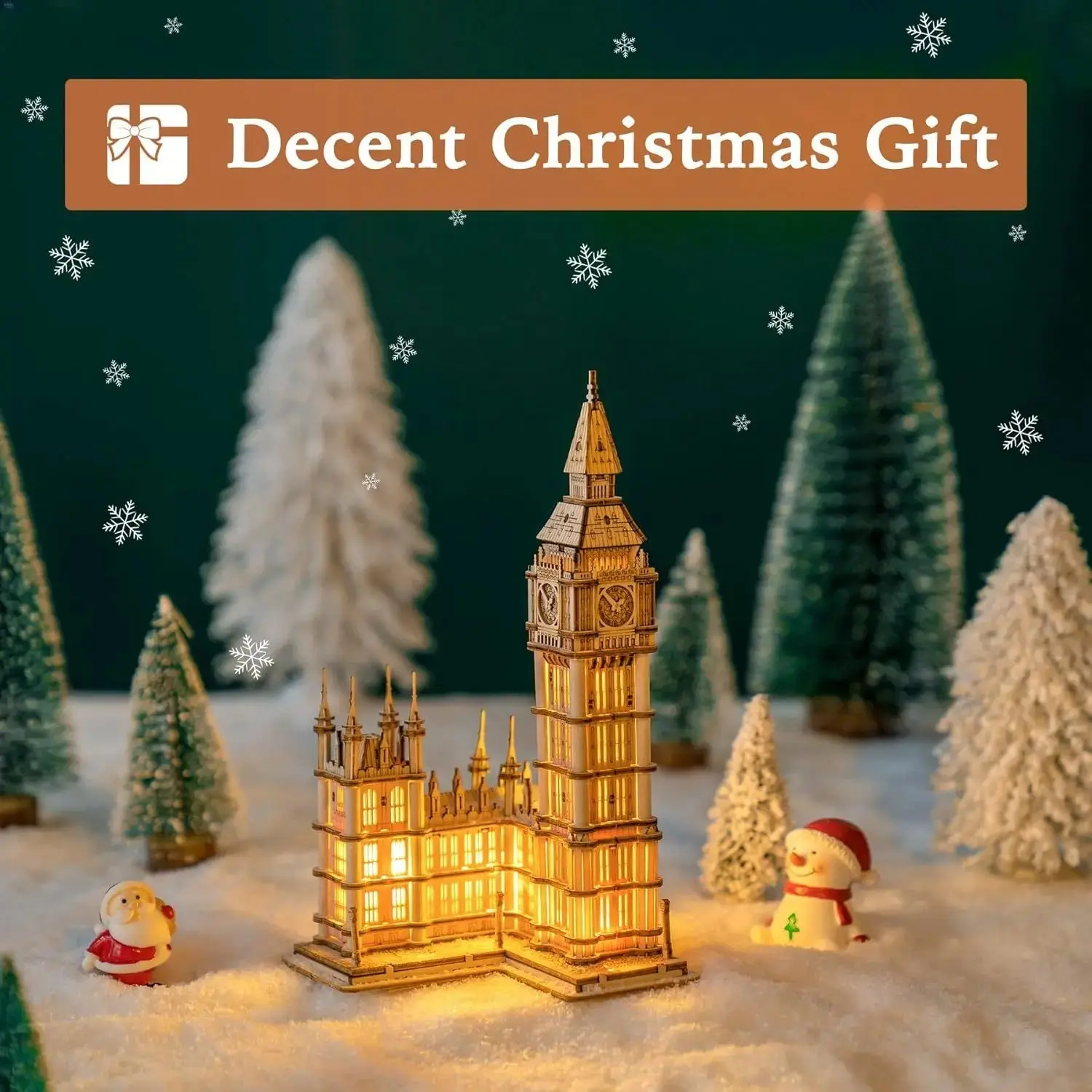 ROBOTIME ROKR 3D Wooden Puzzle DIY Big Ben Toys With LED Light For Teens Xmas Gifts TG507