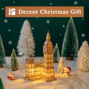 ROBOTIME ROKR 3D Wooden Puzzle DIY Big Ben Toys With LED Light For Teens Xmas Gifts TG507