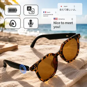 Smart Glasses, 100+ Languages AI Translation Bluetooth Glasses, Open-Ear Smart Audio Glasses with Touch Control, UV Protection , Hands-Free Call Voice Assistant for Driving Outdoor Travel Holiday Gift