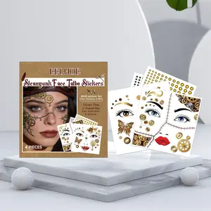 Punk Style Face Tattoo Stickers Set, Unique Atmosphere Party Makeup, Multifunctional Eye-Catching Lightweight Fit, Trendy Body Art Accessories