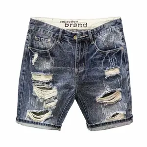 Summer Trendy Distressed Denim Shorts for Men - Influencer Viral Style, Cool Vintage Casual 5-Inch Shorts