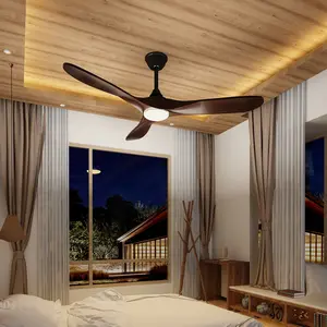 FUFU&GAGA 60" LED Light 3 Blades Wood Ceiling Fan with Remote Control