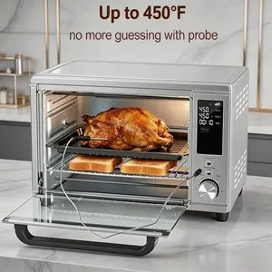 12-in-1 Large Capacity Air Fryer Toaster Oven, 29.6QT Stainless Steel Countertop Convection Oven with Smart Temperature Probe, 7 Cooking Accessories, Max 450°F Multi-function Kitchen Appliance