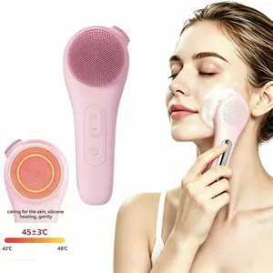 Silicone Facial Cleansing Brush IPX7 Waterproof Electric Face Scrubber Gentle Exfoliating Skin Deep Cleanser Massager for Pore Cleaning