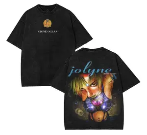Jolyne Cujoh Stone Ocean Jojo Shirt Japanese Anime Double-Sided Print Washed JoJo Heavyweight Gift for Fans shirts men graphic tee Fabric t shirts for men