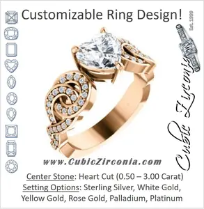 Cubic Zirconia Engagement Ring- The Myra (Customizable Heart Cut Split-Band Knots)