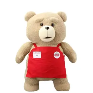 Ted Bear Plush Toy with Red Apron and HELP Tag Soft Stuffed Collectible Ideal for Collectors and Teddy Bear Lovers