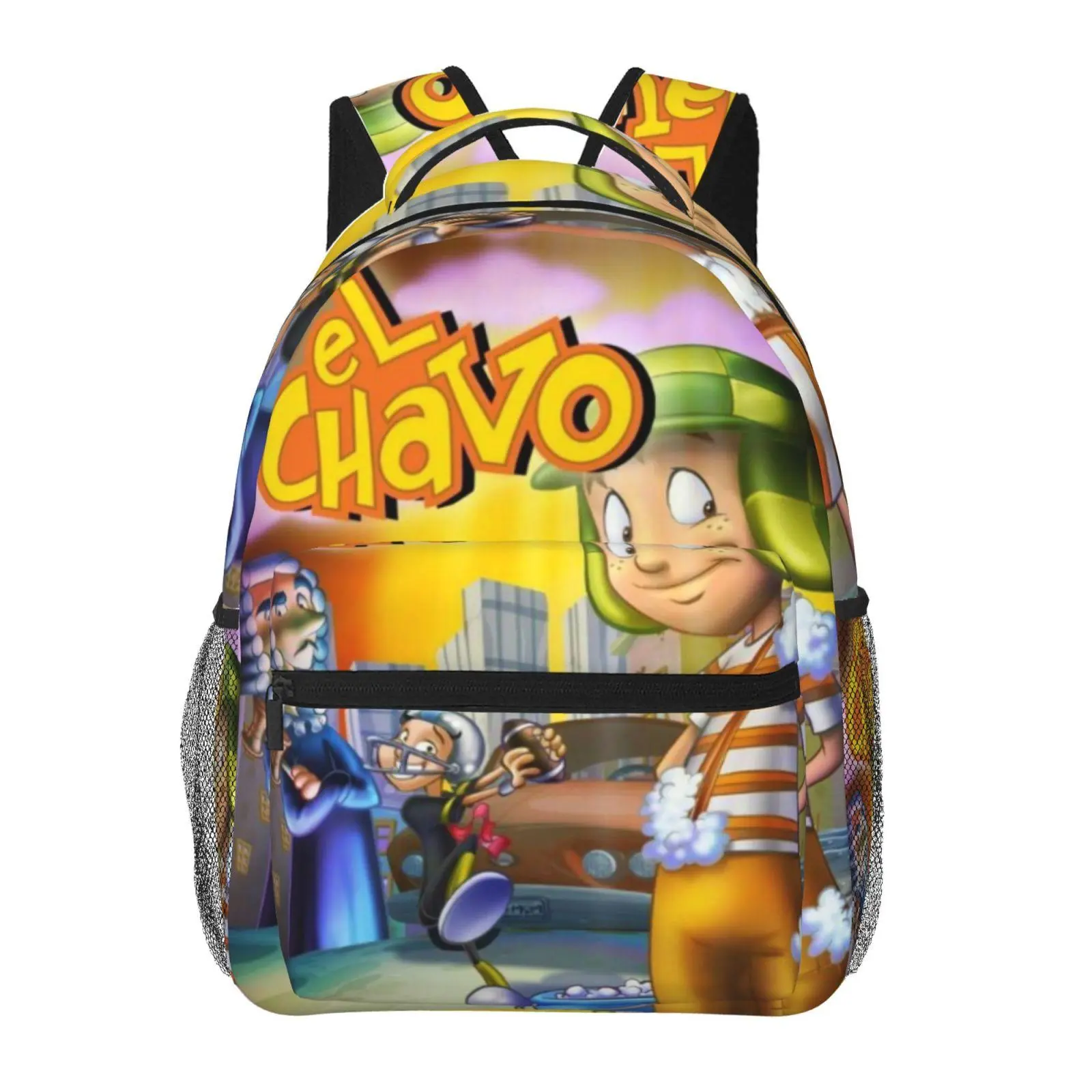 Mexican meme “El Chavo” back-to-school backpack/laptop daypack — large capacity, all-over print; durable, lightweight school bag for teens and students, ideal for campus and daily use