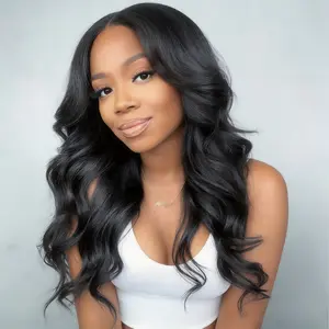 RONASHOW Body Wave Human Hair Wig Pre Plucked 180% Density 13x4 HD Frontal Wigs Human Hair Lace Front Body Wave Wigs Natural Black Virgin Human Hair Wig for Women