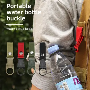 Outdoor Tactical Nylon Water Bottle Clip, Adjustable Neoprene Shoulder Support, Lightweight Webbing Hanger with Mountaineering Buckle, Fits Bottles for Climbing, Secure Hold Portable Hook