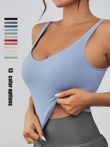 women's solid color sports vest, high stretch breathable comfortable sports tank top, ladies sportswear for indoor outdoor wear, workout clothes, gymclothes