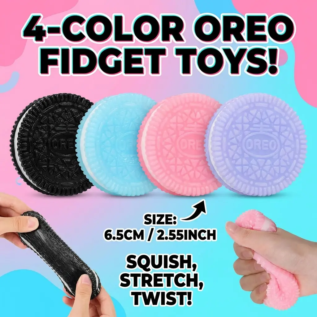 4-Color Oreo Squishy Fidget Toy – Ultra Soft Stretchy Stress Relief ...