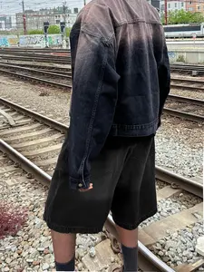 Men's Solid Color Wide Leg Washed Distressed Design Denim Shorts, Loose Casual Fashion Comfy Shorts for Summer, Men's Bottoms for Daily Wear