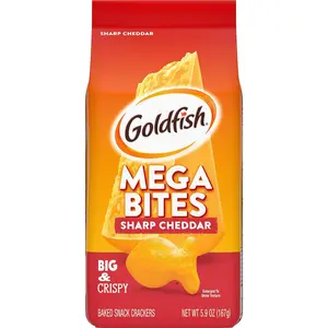 Goldfish Mega Bites, Sharp Cheddar Crackers, 5.9 Oz Bag