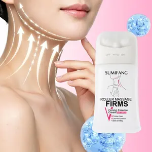 SUMIFANG Roller Massage Firming Moisturizing Neck Cream 120g – Ceramides + Peptides + Hyaluronic Acid – Lifts facial contours, tightens sagging neck, smooths fine lines | Moisturizes dry and rough neck skin | Twist to open, apply with roller