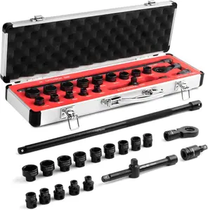3/8" Nano Sockets, Drive Stubby Impact Socket Set, 19- Long Flex  Ratcheting Wrench Set Extension Bar(6"-15"), 6-19mm Metric Stubby Socket Set, Cr-Mo material
