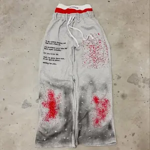 Fashion Graffiti Color Double Waist Casual Pants for man American Retro Trend Harajuku Couple Sweatpants Y2K Baggy Pants