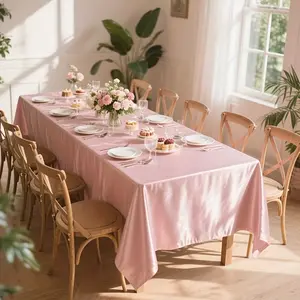 Satin Rectangular Tablecloth, Silk Texture Glossy Finish, Multi-Functional for Weddings Parties Business Decoration, Durable Polyester Fiber