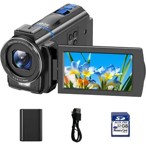 Video Camera Camcorder 4K, 48MP Cam Corder with IR Night Vision, 16X Zoom Vlogging Video for YouTube, 3.0" 270? Rotation  Screen Podcast Camera with /32GB SD Card/Remote Control