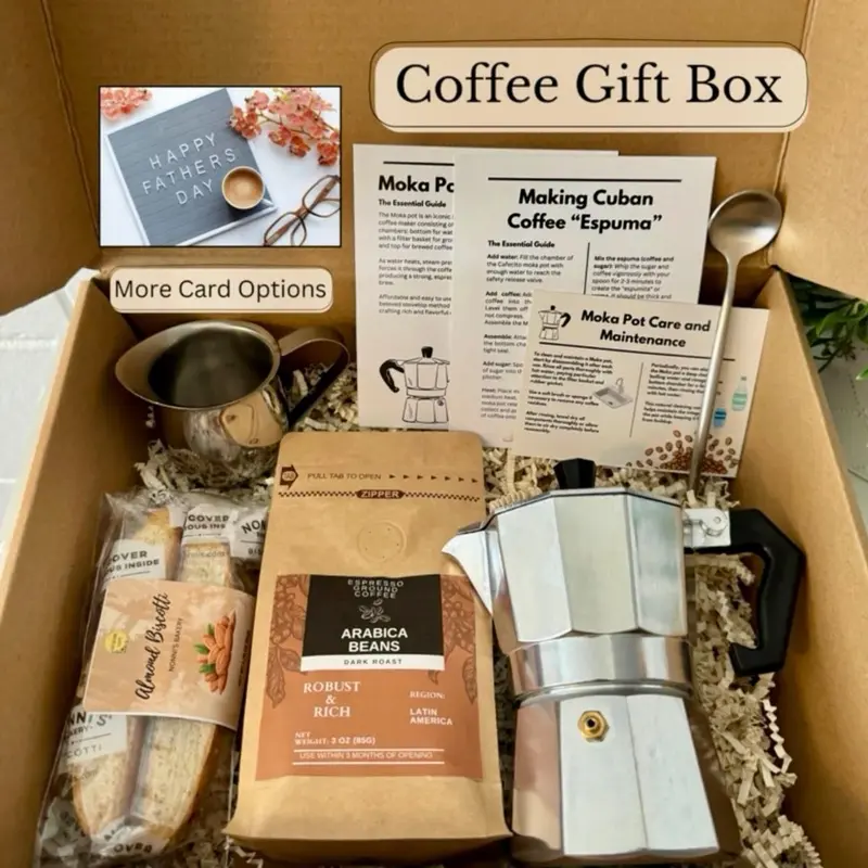 Cafecito Coffee Gift Box, Starter Kit, Coffee Lovers, Moka Pot Coffee, Gift for Him, Mom, Italian Coffee, Friend Gift Box, Thank You Gift Breakfast Cup