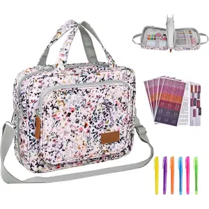 Bible Cover for Women – Large Bible Case with Zipper, Floral Journal Bag with Handle & Shoulder Strap, Christian Gift for Bible Study & Church, Purple