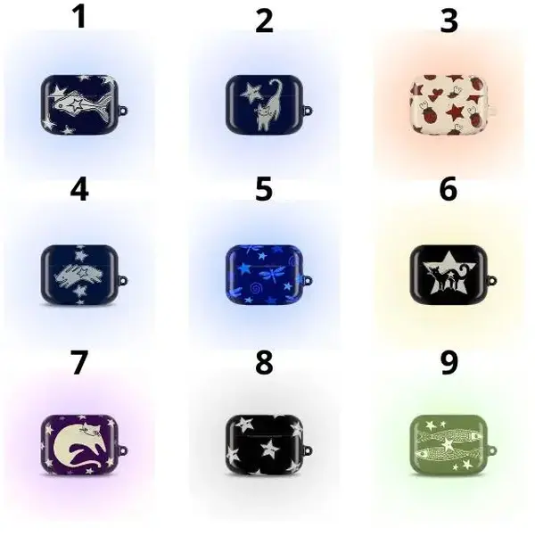 [Y2K Grunge Style] Goldfish & Black Cat AirPods Case for AirPods Pro 2/1 & AirPods 4/3/2/1, Green Star Sardine Graphic Soft TPU Shockproof Protective Cover, Cute Aesthetic Wireless Charging Compatible