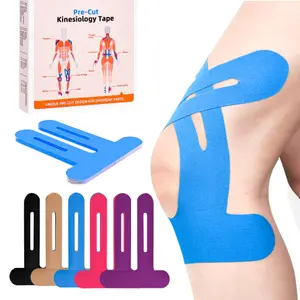 Elastic Sports Muscle Patches - Pre-Cut  knee tape  & Thigh Support for Running    Waterproof Hypoallergenic Kinesiology Tape professiona