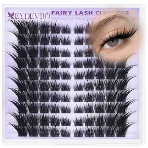 EYDEVRO Wispy Lash Clusters Fairy Eyelash Clusters Natural Cluster Lashes with Spikes LC Curl Fox Eye Cat Eye Lashes Manga Lashes 120Pcs Reusable Premapped Cluster Eyelash Extensions Individual Lashes