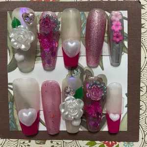 Beautiful, Hand Crafted & Designed Size Large Press On Nails Set #205