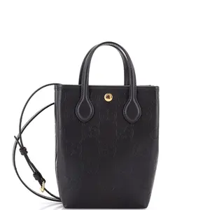 Pre-owned GUCCI Leather Tote Bags REBAG Vertical Tote GG Embossed Mini by Rebag