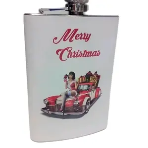8 oz Merry Christmas Flask with Retro Truck