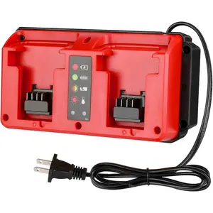 18V Battery Dual Charger Station 2 Port Compatible with Milwaukee M18 18V Battery, Mini Multi-Voltage Charger Input 100-240V