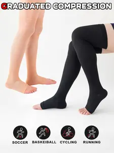 2 Pairs Knee Thigh High Compression Stockings Over the Knee for Women Men Long Socks 15 - 20 mmhg Circulation Socks Blood Flow Issues Running Pregnancy Sport Gym Compression Athletic Socks Medias para la Mujer Medical