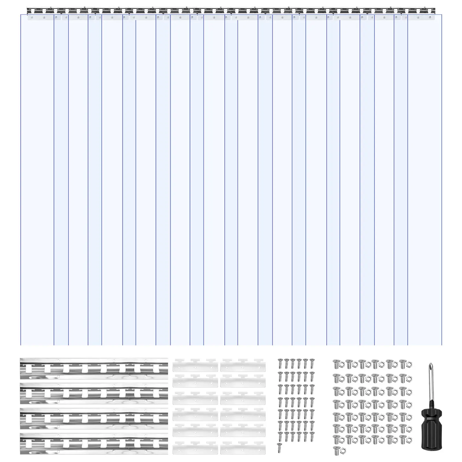 【DealsForYouDays】VEVOR Clear PVC Strip Curtain,96 in Height x 84 in Width x 0.08 in Thickness14 PCS Walk in Freezer Cooler Curtain StripsSmooth Waterproof Plastic Door Strips for WarehouseFreezerGarage Doors