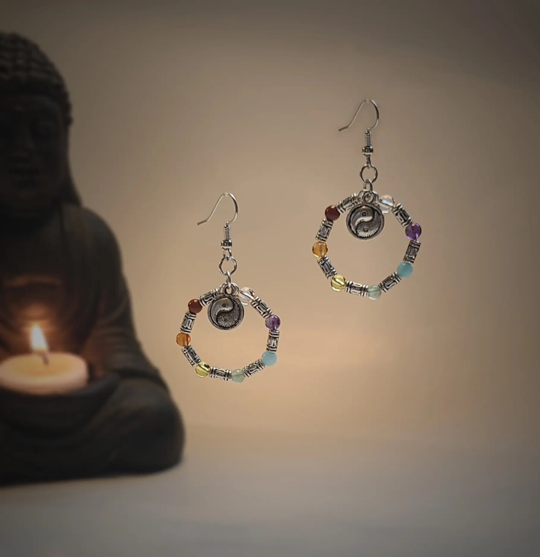Earrings Enlightenment Accessories Birthday Anniversary Chakras Holiday Dangle Gift Charm Gemstones Stones Rocks Crystals Gem Healing Energy Metaphysical Spiritual Buddha Lotus Flower Harmony Light Peace Journey Center Spirit God Jesus Tree of life