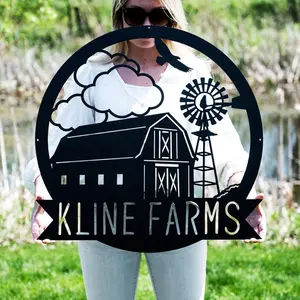 Personalized Farm Sign | Metal Barn & Windmill Sign | Custom Ranch Decor | Barn Art Large Rustic Sign | Wedding Gift | Outdoor Barn Sign