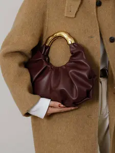 High end light luxury pleated cloud handbag, bamboo ring handle, practical texture, fashionable and versatile handbag, solid color and high quality, versatile item for dating, dinner, commuting and other occasions