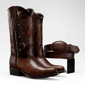 Classic Cowboy Boot Premium Leather J Toe Lizard Print Cut