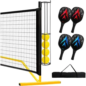 Pickleball Net Set - 22FT Portable Net with Metal Holder & 4 Balls, Sturdy Steel Frame Ultra  Easy Setup & Carrying Bag 35.4"x7.5"x7.1", Weather-Resistant for Outdoor Indoor Driveway