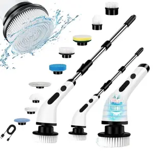 Tiktokshopmothersday Electric Spin Scrubber Cordless Shower Scrubber lPX7 Waterproof Multi-Surface Cleaning Brush with 9 Brush Heads Long Battery Life Adjustable Speed Extendable Handle for Bathroom Kitchen Durable Cleaning Helper Utensils