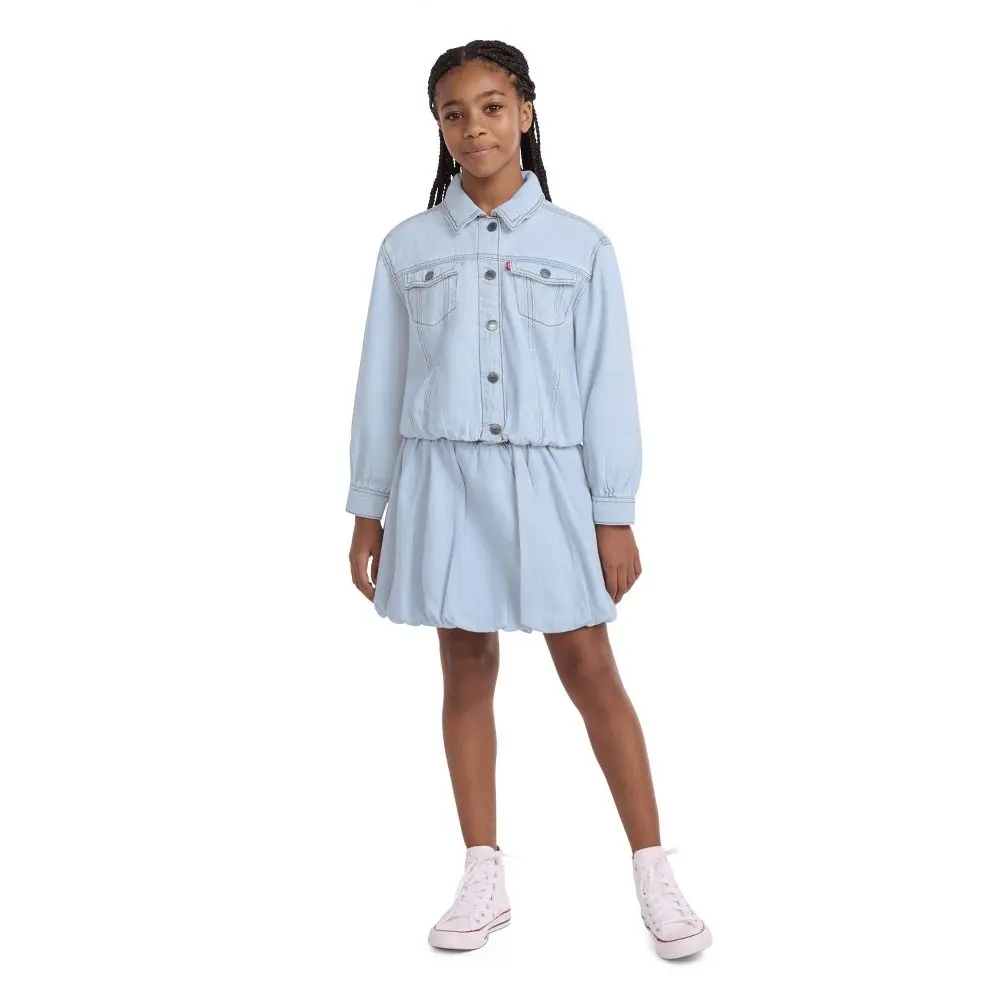 Levi's Girls' Bubble Trucker Denim Jacket, Hidden, All Seasons, At Waist, Button
