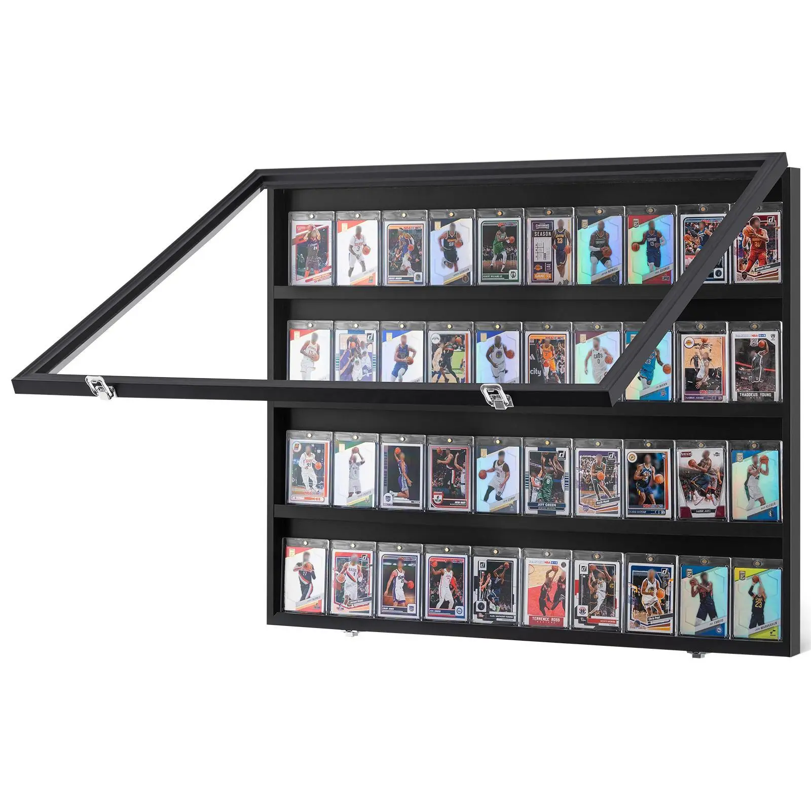 【Summerfinds】VEVOR Graded Sports Card Display Case,  Baseball Card Display Frame with 98% UV Protection Clear View PC Glass, Lockable Wall Cabinet for Football Basketball Hockey Trading Card Organiser Racks