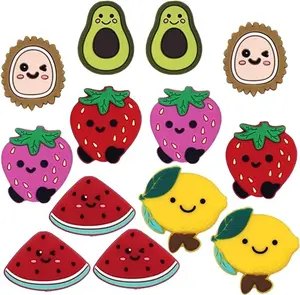 13PCS Fruit Silicone Beads Silicone Beads Bulk Silicone Focal Beads Characters Rubber Beads Silicone Beads for Keychain Making Pen Making